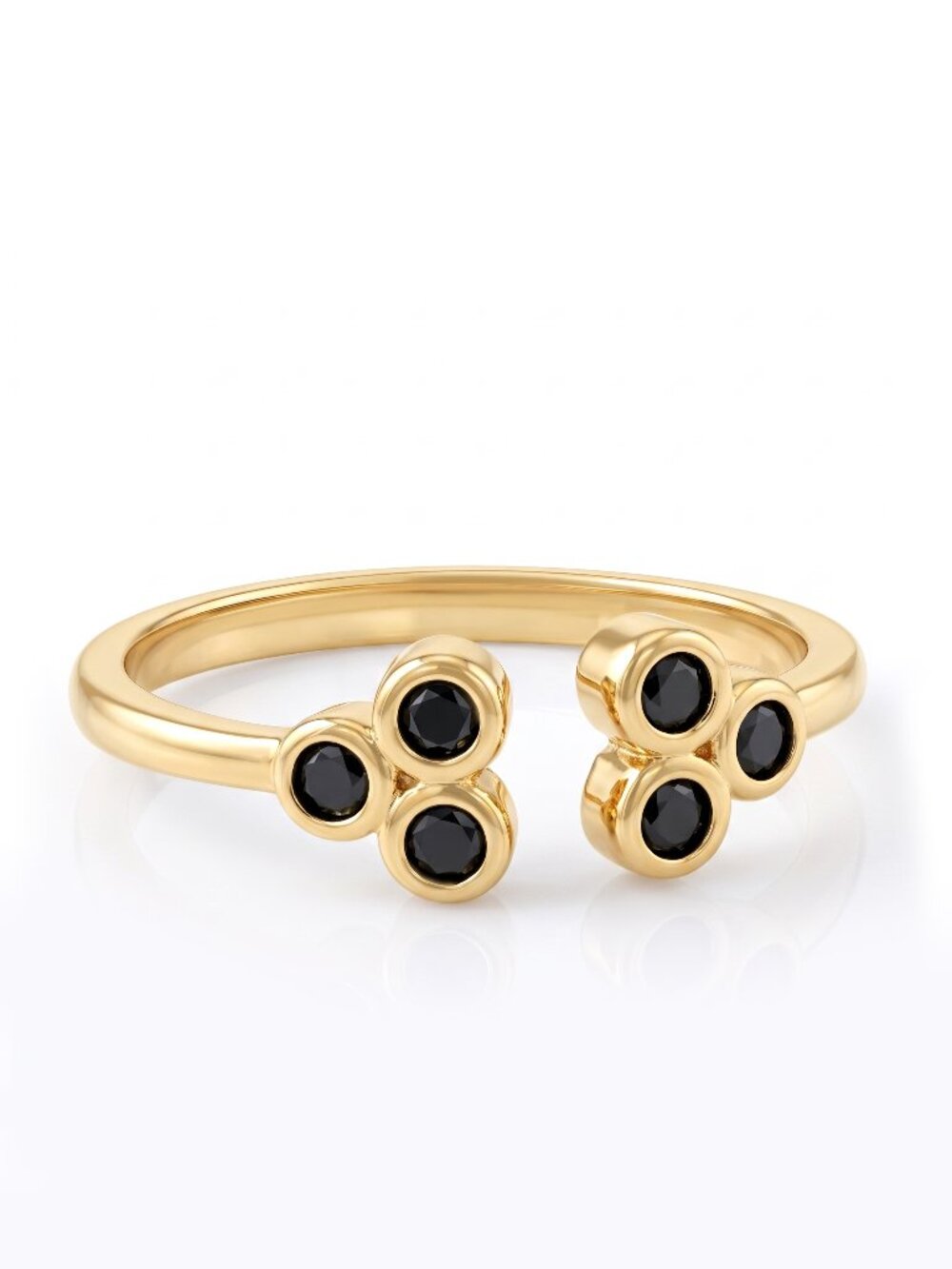 Dainty Gold Ring with Black Gemstone, 925 Sterling Silver, 10k Gold Finish